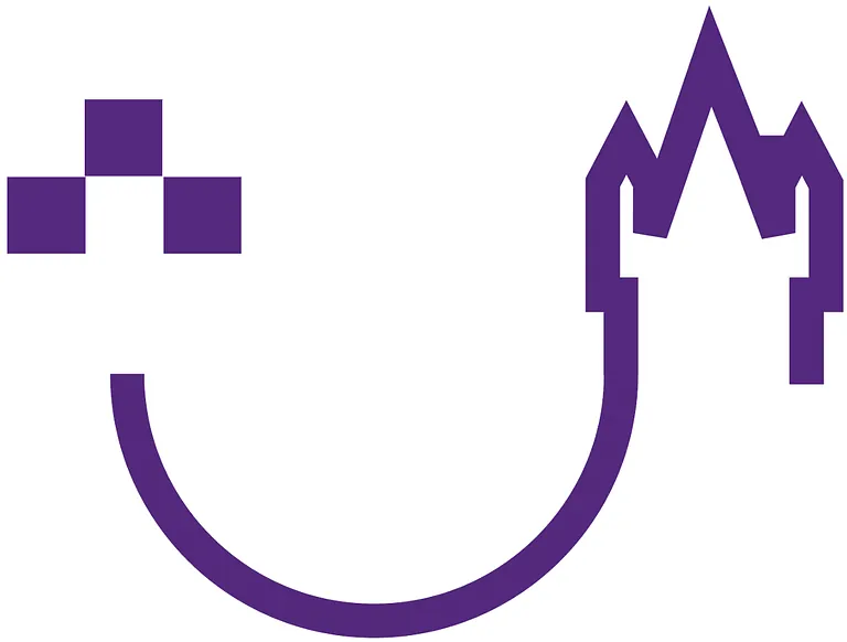 Logo des Nachbarschaftsraums. Der Wilhelmsturm verbunden mit dem Kreuz